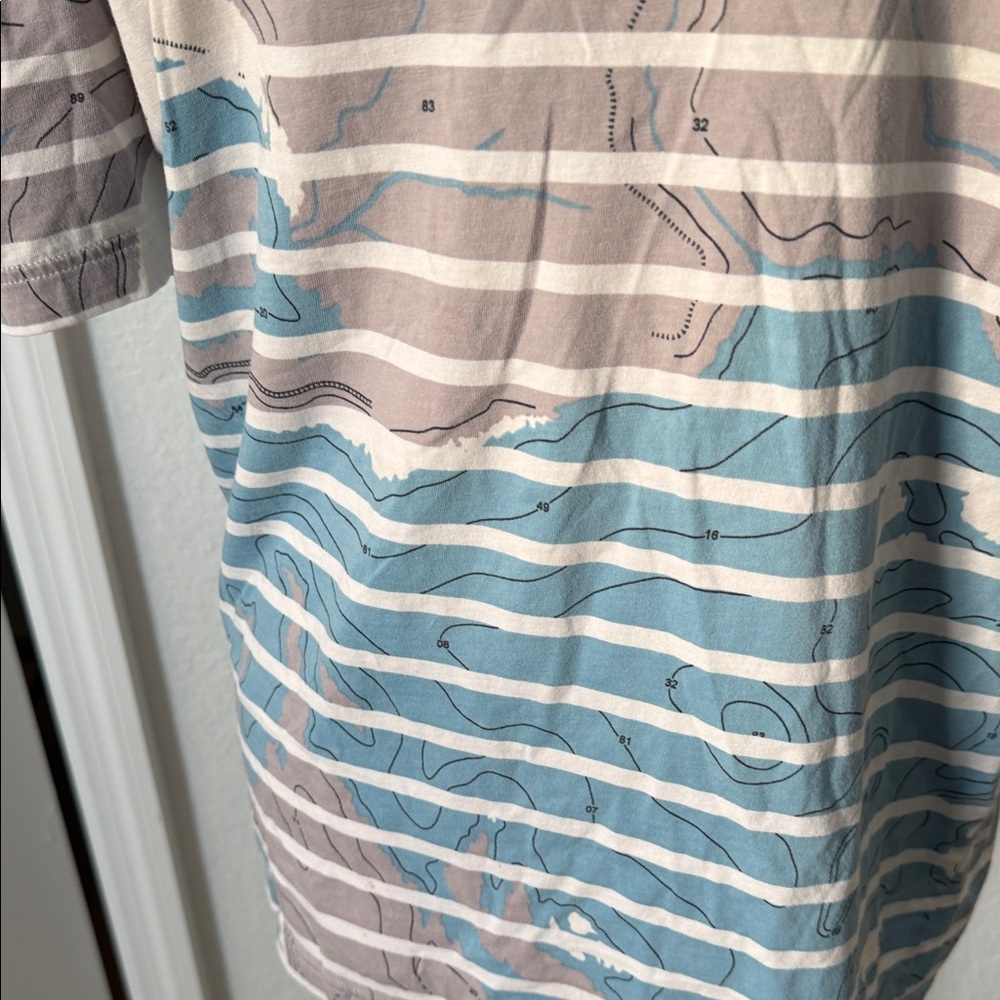 Lacoste Striped Blue and Beige T-Shirt - Picture 3 of 7
